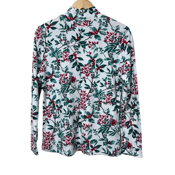 NWT Karen Scott Essentials Womens Christmas Top with Holly Berries - Picture 3 of 4